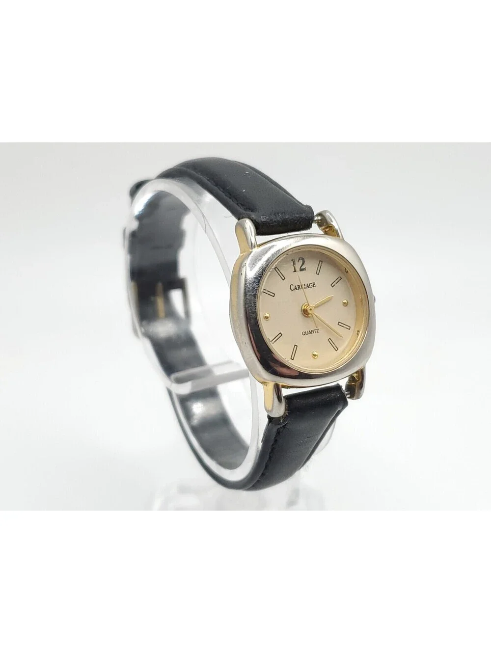 Carriage By Timex Quartz Womens Watch New Battery Black Band 23mm
